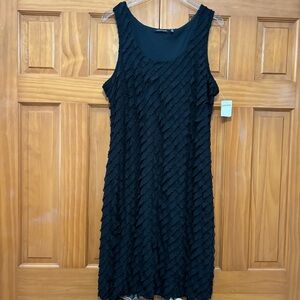 Notations Black Textured Sleeveless Midi Dress